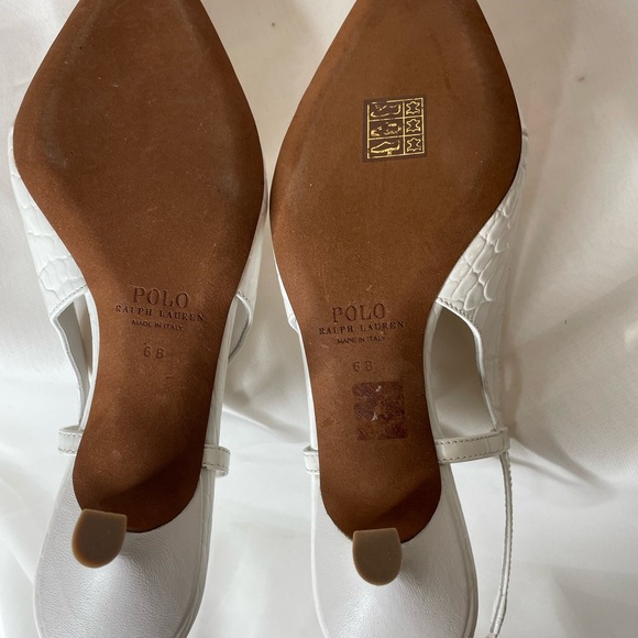 Polo RL White Croc Leather Slingback - Picture 5 of 11